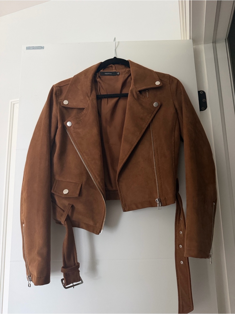 Talula Suede Moto Jacket in Cognac
